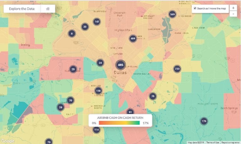 Airbnb Rentals: Finding Income Properties in 2020 with a Heatmap by Airbnb Cash on Cash Return