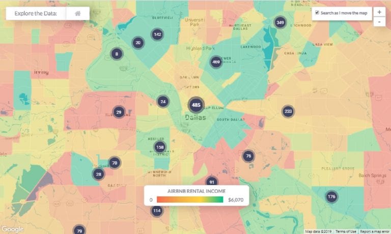 Airbnb Rentals: Finding Income Properties in 2020 with a Heatmap by Airbnb Rental Income