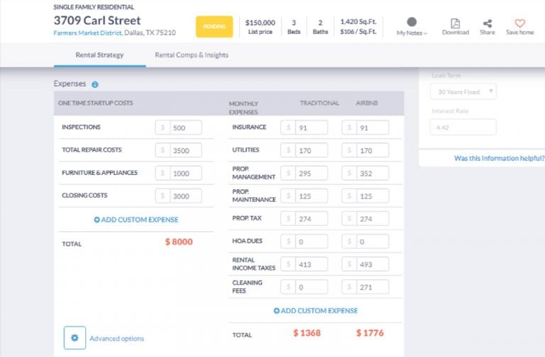 The Best Cash Flow Calculator in 2020: What Is It and Where to Find It? Recurring Monthly Expenses Estimate of Dallas Rental Property by Mashvisor's Investment Property Calculator