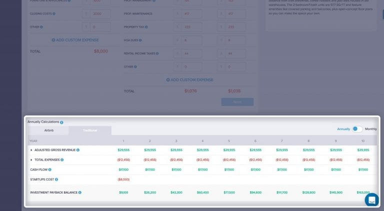 rental yield calculator - investment payback balance