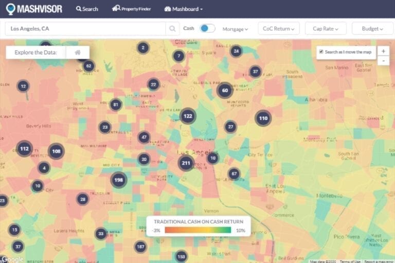 Cap Rate vs. Cash on Cash Return - How to Calculate Rate of Return in Real Estate Investing Mashvisor Heatmap Traditional Cash on Cash Return Los Angeles Real Estate Market