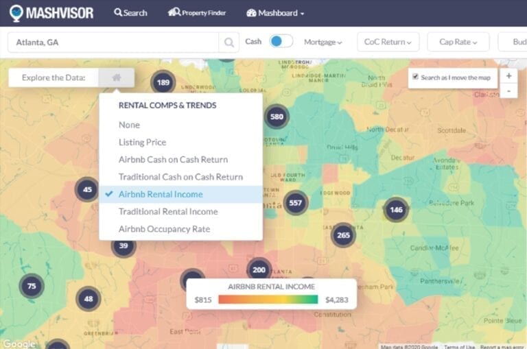 Mashvisor - The Best Airbnb Income Calculator in 2020 Heatmap Airbnb Rental Income Neighborhood Analysis in the Atlanta Real Estate Market
