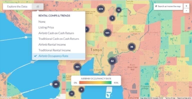 What Airbnb Occupancy Rate Can You Expect in Florida in 2020 Mashvisor Heatmap Airbnb Occupancy Rate in the Tampa Real Estate Market