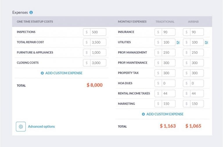 cash on cash return calculator - expenses