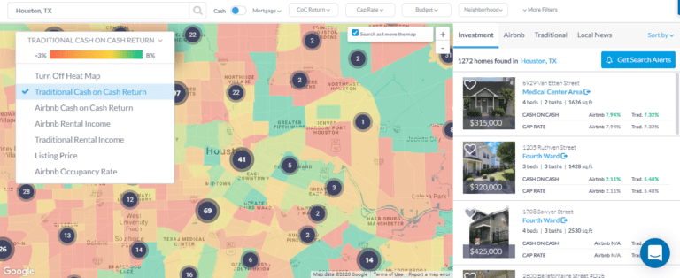 short term rentals - real estate heatmap