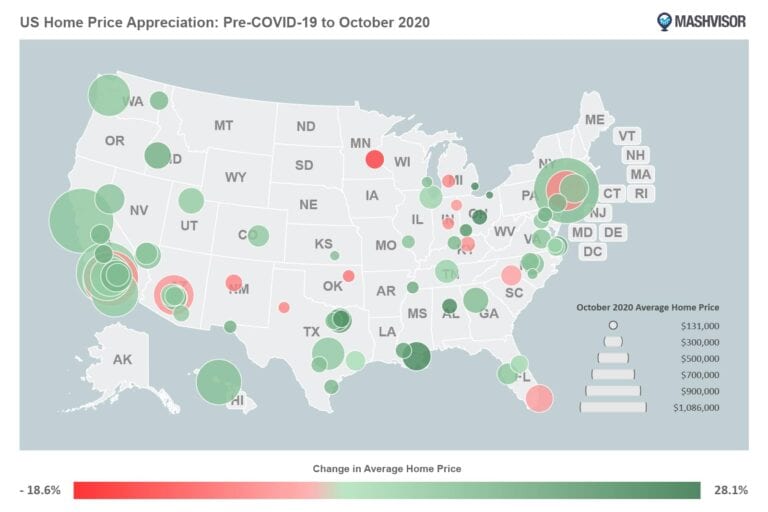 US Home Price Appreciation During COVID-19 Map