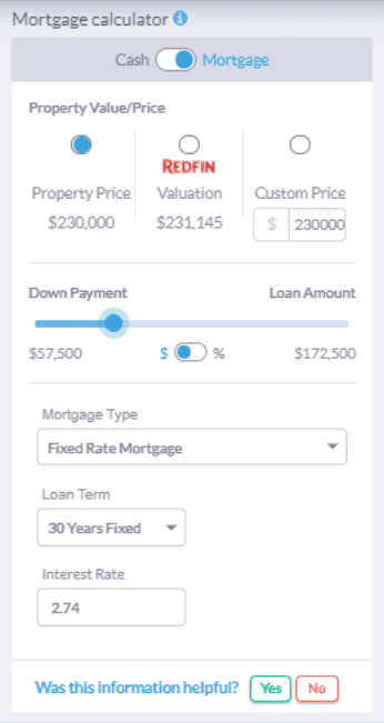 Mashvisor's Investment Property Analysis Calculator: Mortgage