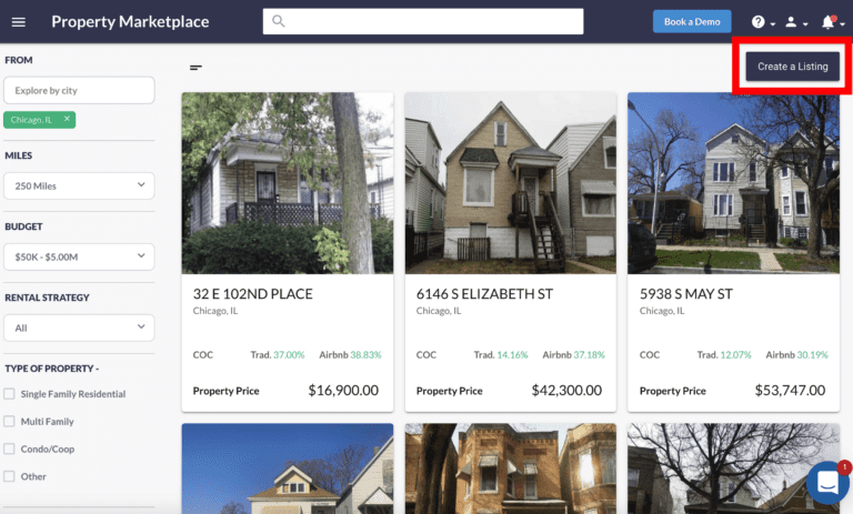 Create a listing on the marketplace to sell your house