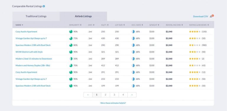 Access Airbnb comps 