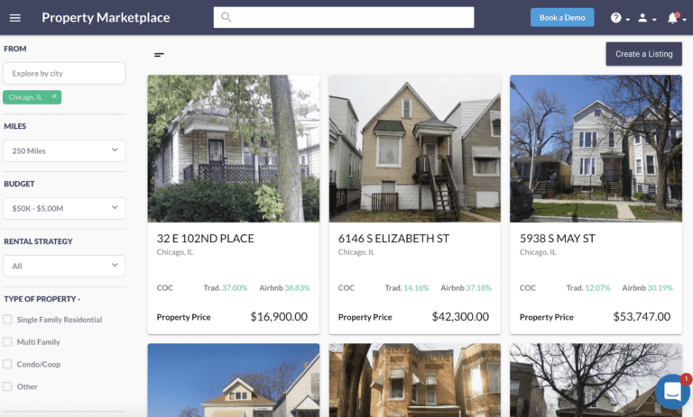 Use the property marketplace to find investment property on the MLS