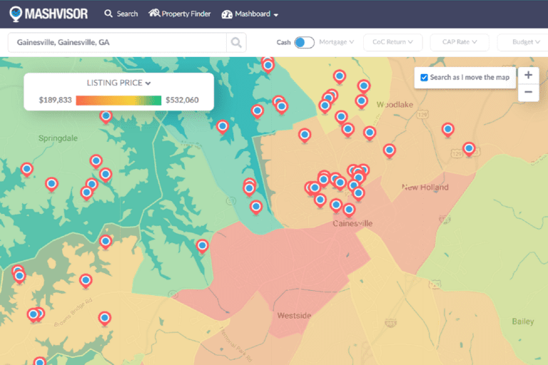 Top Airbnb Income Locations - Mashvisor's Heatmap Tool