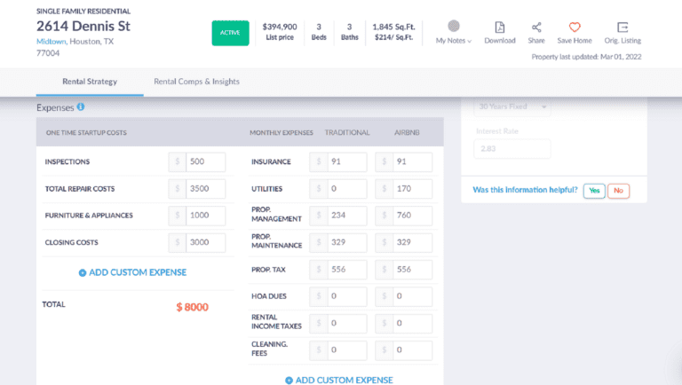 Rental Property Calculator - Calculating One-Time Costs and Recurring Expenses