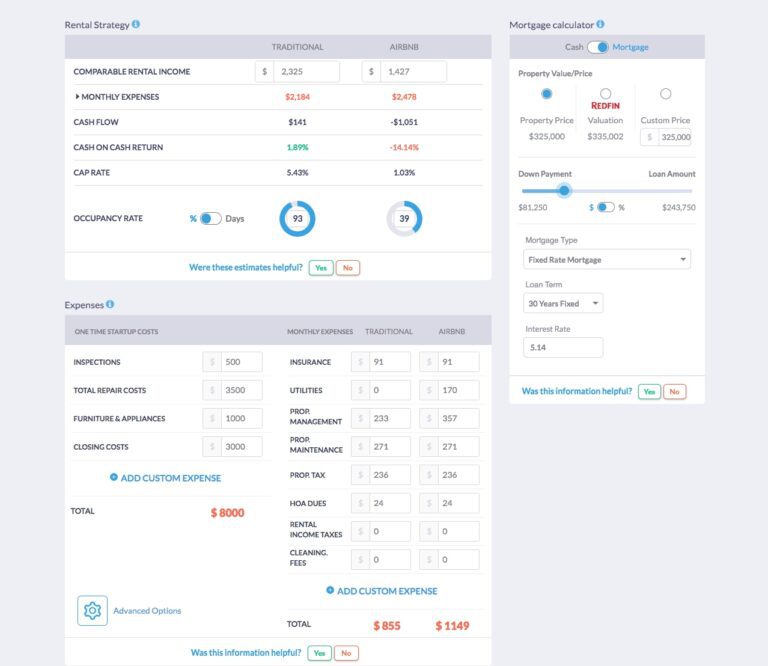 Active MLS Listings: Mashvisor Investment Property Calculator