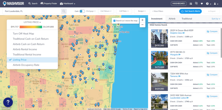 Property Search - Mashvisor's Heatmap Tool