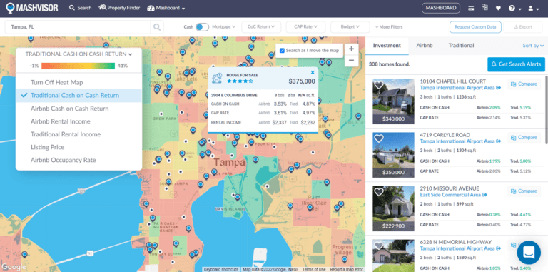 Tampa Florida real estate market - Mashvisor's Real Estate Heatmap
