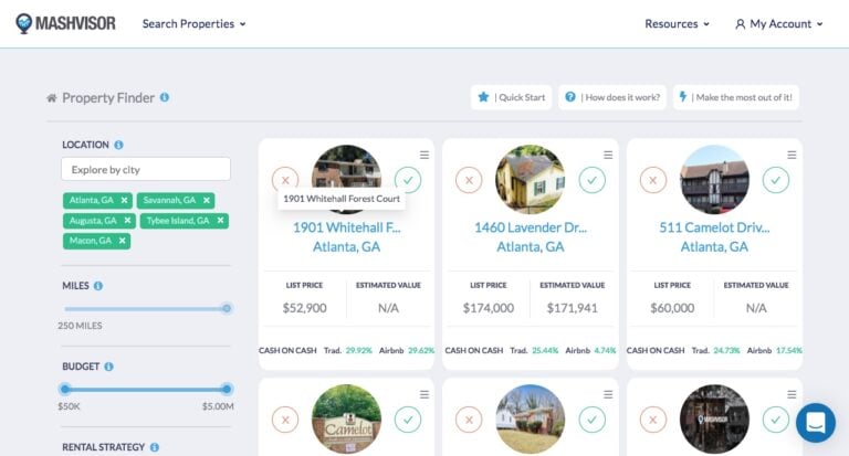 Mashvisor's Property Finder Investment Software