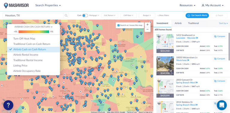 Airbnb Stats - Mashvisor's Real Estate Heatmap