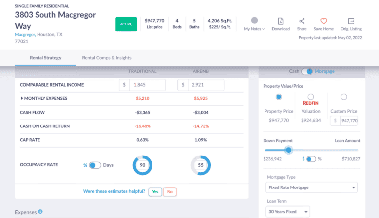 Rental Income - Mashvisor's Rental property Calculator