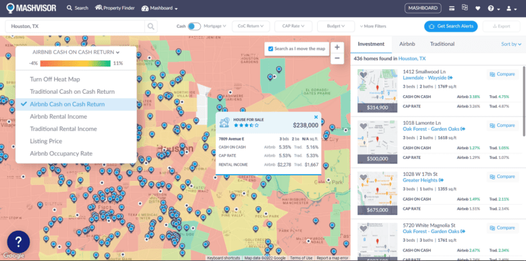 Wholesaling Houses - Mashvisor's Real Estate Heat Map