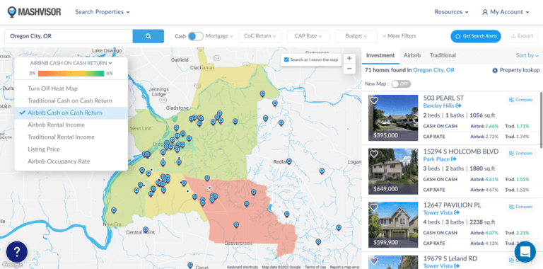 How to Buy an Airbnb Investment Property - Mashvisor's Real Estate Heat Map