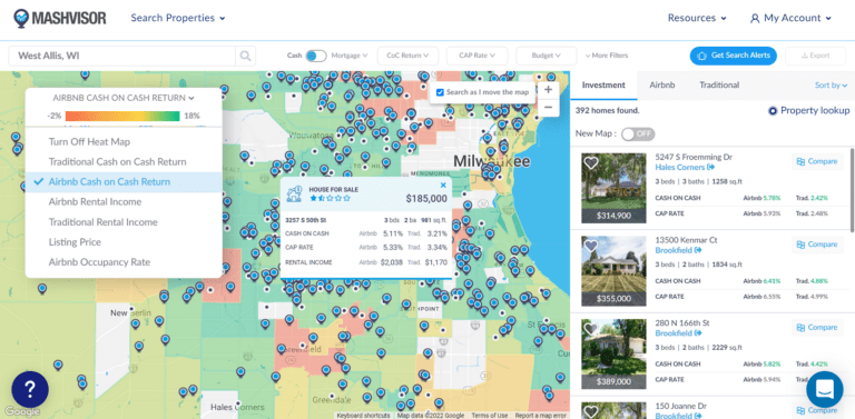 How to Buy Your First Airbnb Property - Mashvisor's Real Estate Heatmap