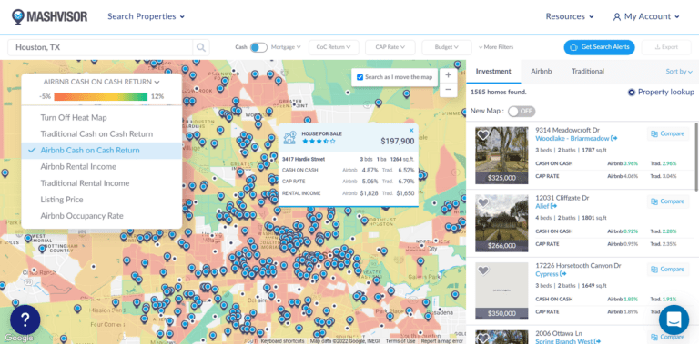 Rental Properties for Sale in Houston - Mashvisor's Heatmap