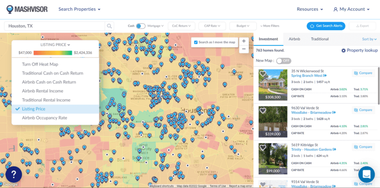 Websites to Find Investment Property - Mashvisor's Real Estate Heatmap