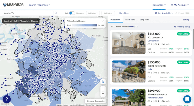 PropStream vs. Mashvisor User Interface