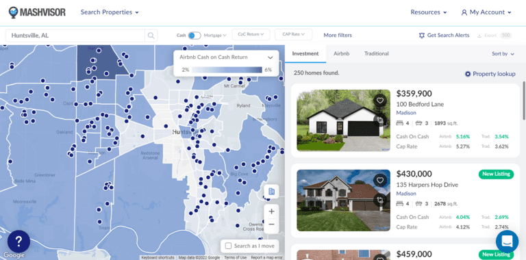 Real Estate ROI Calculator Excel - Mashvisor Real Estate Heatmap