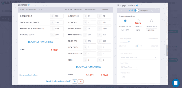 Airbnb Rental Estimate - Property Expenses