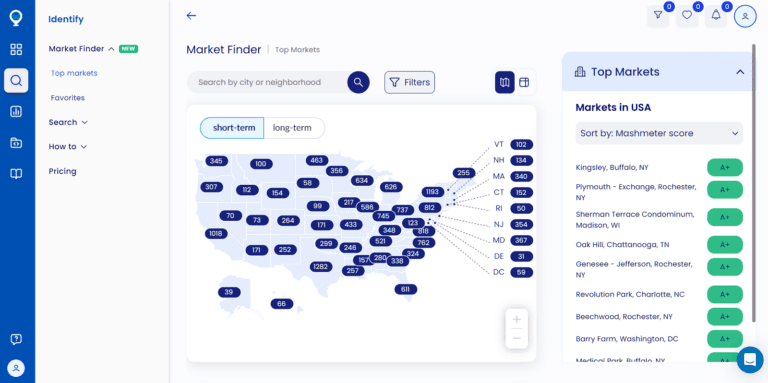 New Investment Locations - Mashvisor's Market Finder