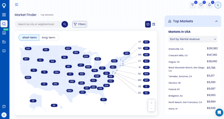 Best Airbnb Locations: - Mashvisor's Market Finder