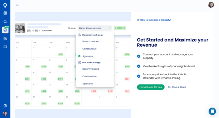 A screenshot of Mashvisor's Dynamic Pricing tool