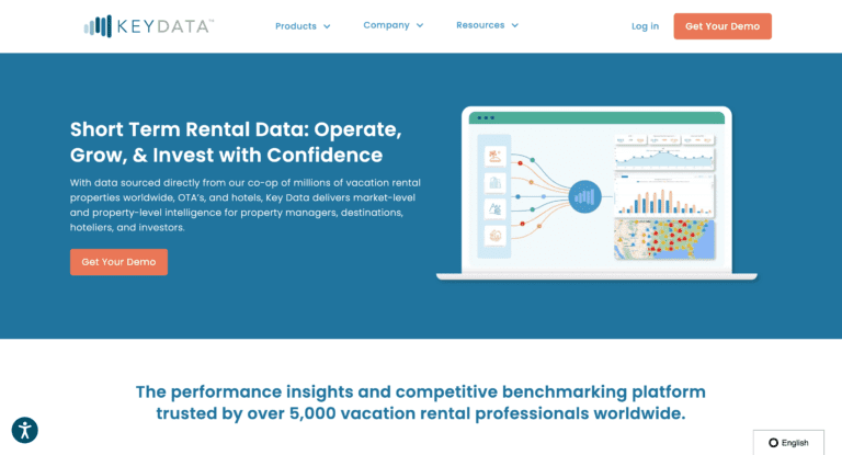 A screenshot of KeyData's homepage